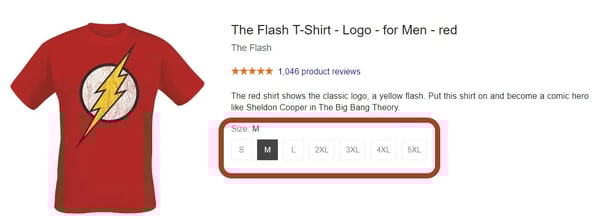 google shopping taille des variantes de produits