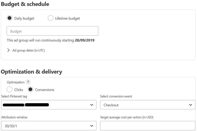 Pinterest Shopping Ads - Budget Bids and Delivery Optimisation